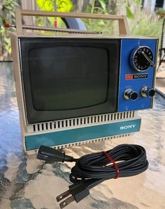 Vintage SONY mini Space Age Portable Black White TV
