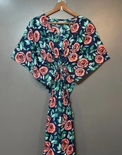 Indian Cotton Multi Floral Printed Kaftan Dress Women's Clothing Kaftan Dress US