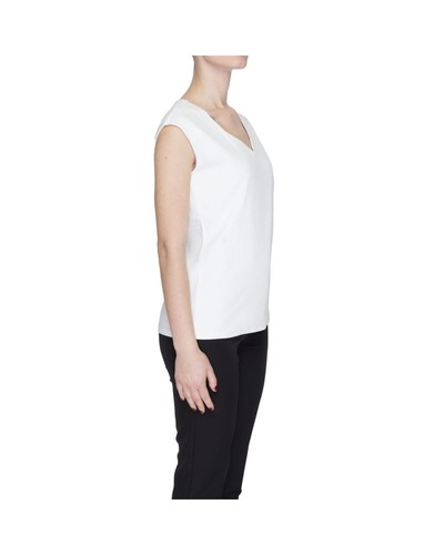 Street One VNeck Ribbed Top Women White T-Shirts - Picture 4 of 5