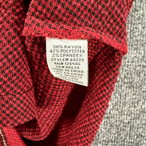 Habitat Blouse Top XS Red Plaid Tunic Button Up Abstract Artsy Western Casual - Picture 6 of 9