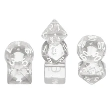 7Pcs Polyhedral Dice Set for Role Playing Games, Transparent White