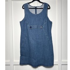 Vintage NorthStyle Womens Denim Jumper Dress Size 18 Medium Wash Scoop Neck
