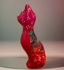 Mexican Terracotta Folk Art Primitive Cat Figurine 6” TALAVERA Handmade/ Painted — photo 5