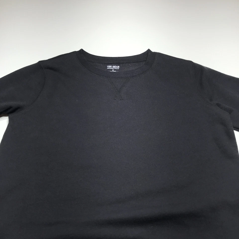 Sudadera Tek Gear Para Hombre Pequeña Negra Ultra Suave Polar Informal Pullover Cuello Redondo Foto 3 de 4