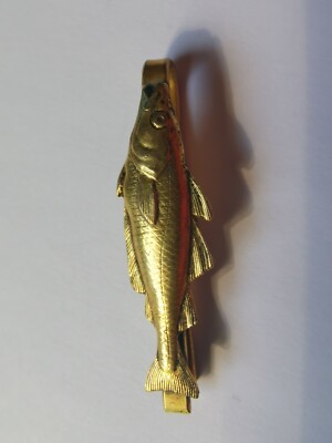Pince à Cravate Vintage - Motif Poisson - Métal Doré - 5 Cm