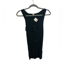 J.Crew Black Ribbed Ruffle Henley Tank New Women's Size Small