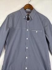 Calvin Klein Slim Fit Mens Small Button Down Long Sleeve Navy White Check