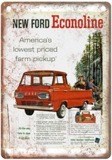 Vintage 1961 Ford Econoline Pickup 1 Ad Retro Look Metal Sign A7188