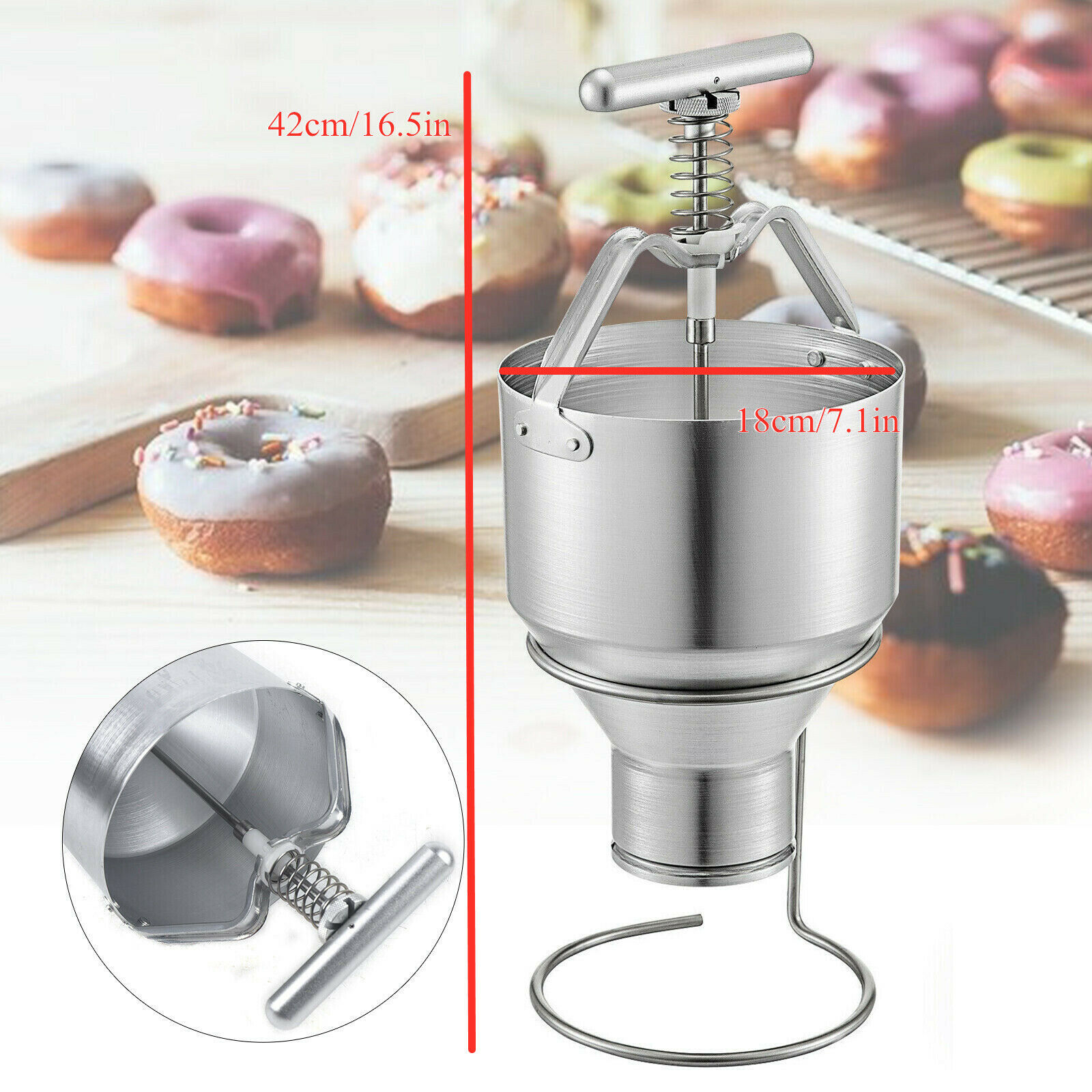 Mini Manual Donut Machine Maker Aluminum 公式ストア Doughnut 50-90mm 【人気No.1】 Dispenser Hopper 5L