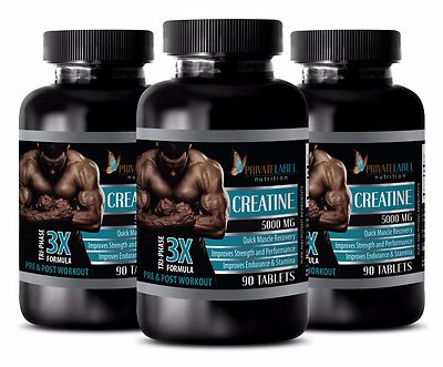 Creatine hcl Monohydrate Powder 3X 5000mg Serious Mass Gainer -270 Tablets 3 Bot