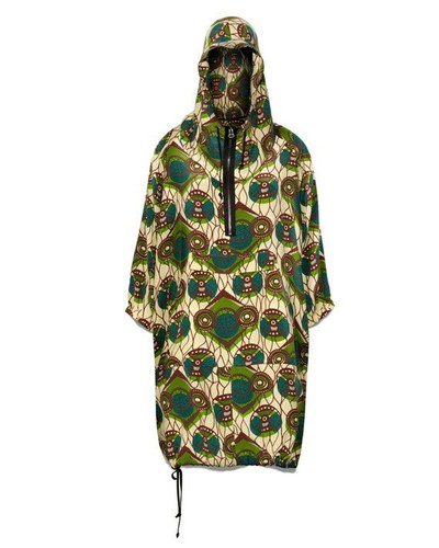 ETHNIC SILK HOODED PARKA COAT DRESS 
