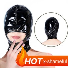 Wetlook Black Open Mouth Blindfold Mask Head Hood Binding Headgear Slaver