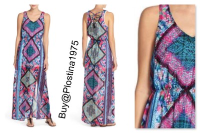 Green Dragon Lattice Back Cover-Up Maxi Dress Size XL #B311 | eBay