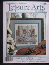Leisure Arts Magazine April 1989 Easter Tree Purr-fect Afghan,Baby Bonnets Si..