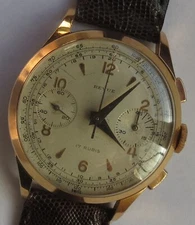 Revue Xfine chronograph mens wristwatch gold filled case 37 mm. in diameter