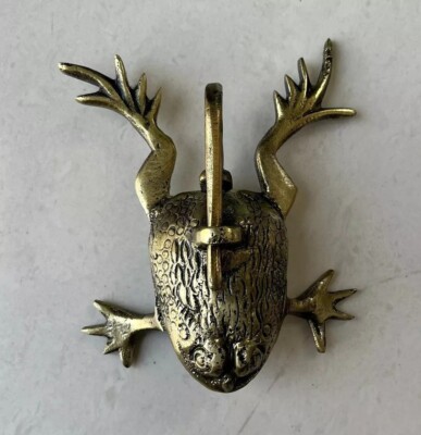 Old Vintage Brass Frog Shape Rare Tricky System Padlock