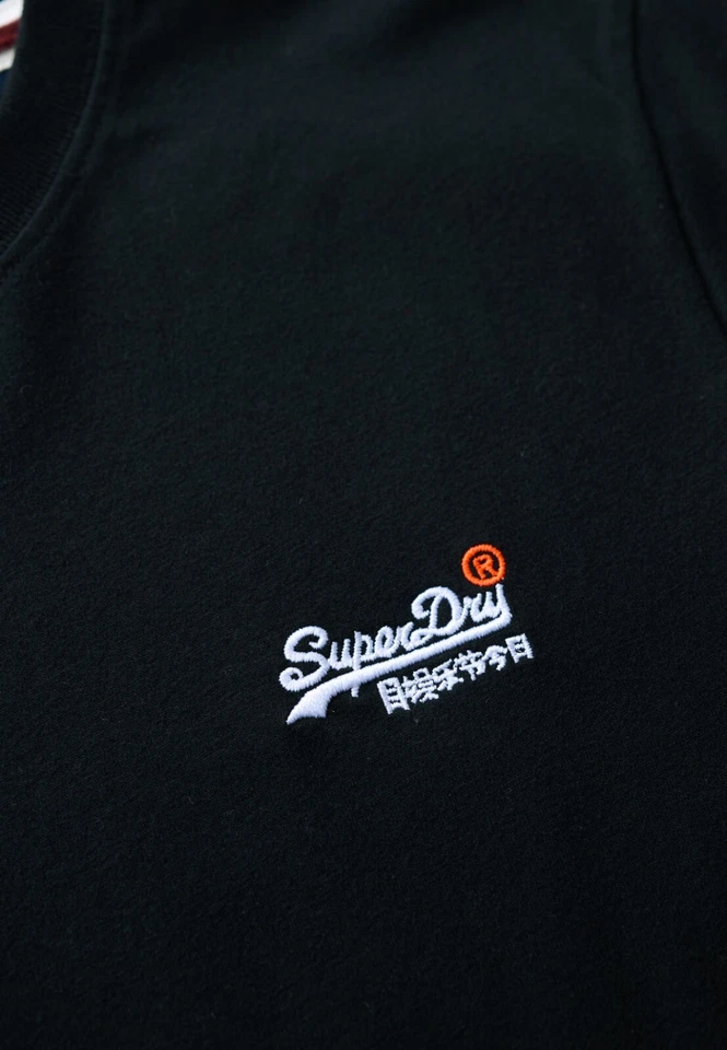 Superdry T Shirt Crew Neck Short Sleeve Contrast Emb Tee Black White Navy Blue - Image 4 of 4
