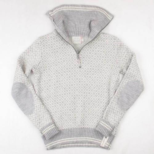 DEVOLD Slogen Zip Neck Maglione Pullover Donna Grigio Fair Isle Jmper XS Lana - Foto 19 di 24