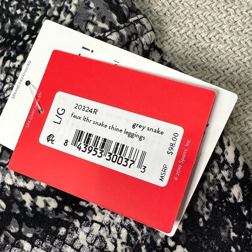 SPANX Kunstleder Schlangenglanz Leggings Größe Large neu mit Etikett $ 99 grau schwarz - Bild 6 von 24