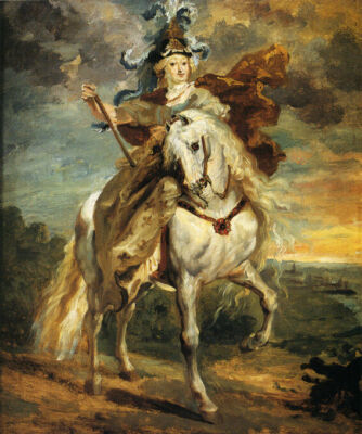MARIE DE MEDICI AT PONT-DE-CE FRENCH QUEEN WHITE HORSE BY GERICAULT REPRO