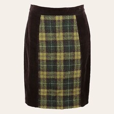 Maeve Anthropologie Brown Plaid Corduroy Pencil Skirt Size 6 Dark Academia