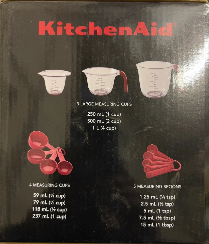 New Kitchenaid 12 Piece Measuring Cups/Spoons & Silicone Baking Mat Set NIB Red - Image 2 of 3