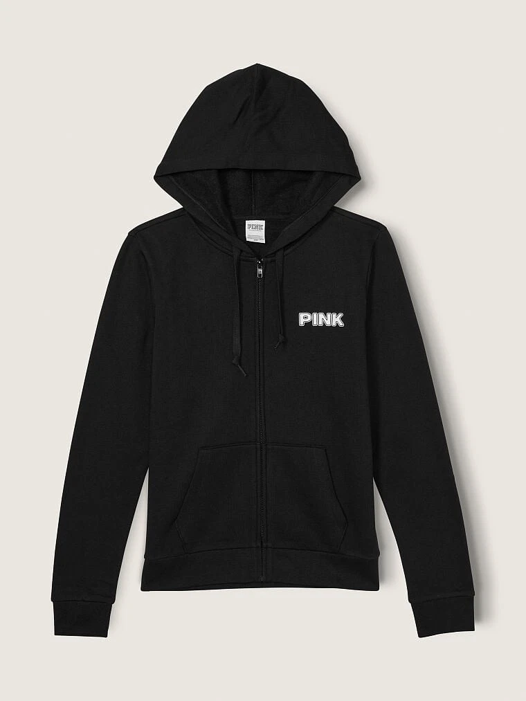 UNDERCOVER Felpa con cappuccio Victoria's Secret ROSA in pile di tutti i giorni nera tropicale media NUOVA