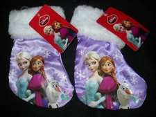 Frozen Elsa Anna Olaf Lavender Mini Stocking with Fur Top 7" 2 Stocking lot