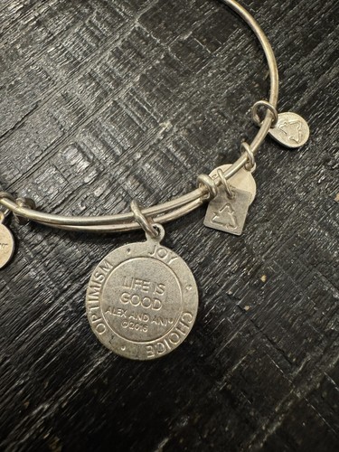 ALEX AND ANI - LIFE IS GOOD - SILVER BANGLE BRACELET - Picture 3 of 3