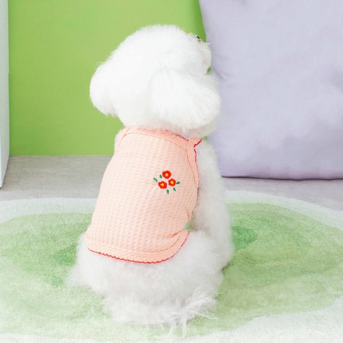 Dog Camisole Shirt Summer T-Shirt for Dogs Waffle Texture Breathable Pet Vest - Picture 7 of 12