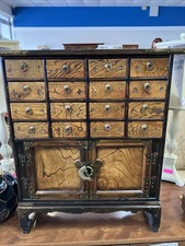 Antique Chinese Herbal Medicine Cabinet Apothecary Chest 16 Drawers. Secret Lock