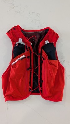 NWT Salomon Sense Pro 6 Set Hydration Running Vest Fiery Red Black XS Flasks