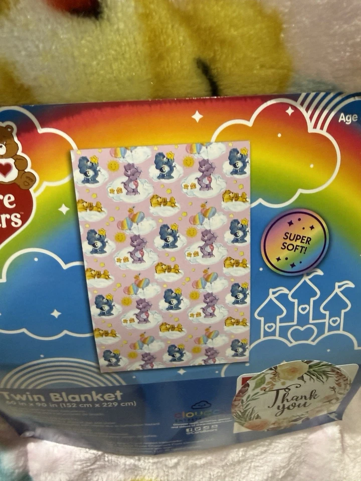Розовый уход медведи Twin одеяло с звездами - 60 x 90 дюймов - новый с Ярлыками - Изображение 2 из 2