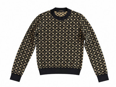 Louis Vuitton Cropped-Pullover mit Monogram-Muster in Schwarz und Gold.