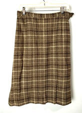 Vintage Pendleton Women's 100 Wool Plaid Skirt Taupe Brown Size 18  See pics 