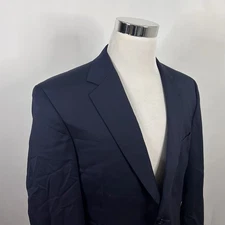 Jos A Bank 42S Sport Coat 100% Wool Navy Blue Two Button Lined Vented