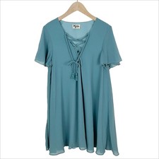 Show Me Your Mumu Kylie Lace Up Mini Dress in Poolside Chiffon Size Small