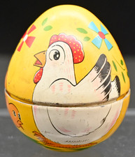 Vintage Haji Tin Litho Easter Egg Made In Japan Metal 2.25  Tall