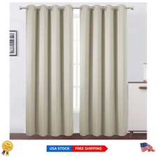 Soft Polyester Blackout Curtains 66 W x 84 L, Set of 2 - Light Beige Elegance