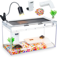 20X10.6X9.4'' Turtle Tank Kit - High-Definition Aquarium with Heating Lamp, Filt