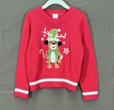 WONDER NATION Boys TACKY UGLY CHRISTMAS SWEATER Red KNIT Holiday Dog Puppy 6-7