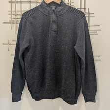 Dockers Mens 1/4 Zip Mock Neck Sweater Size L Dark Gray 100 Cotton Minimalist