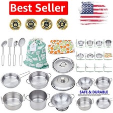 Engaging Stainless Steel Pretend Cooking Playset for Toddlers - Gift Ready