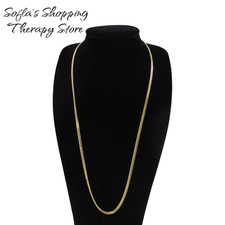 18K Yellow Gold Filled 24" Cuban Link Chain Necklace width 3 mm Tarnish Resistan