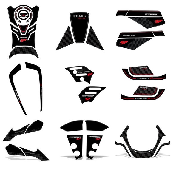 Yamaha Tracer 9 9GT Motorrad 3D Epoxidharz Aufkleber Set Rot-image
