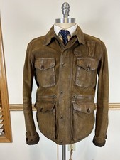 MARVELOUS RALPH LAUREN POLO BURNISHED LEATHER NEWSBOY HUNTING WAX JACKET SIZE M