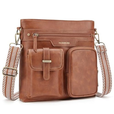 Missnine Vintage Crossbody Bag For Women - Adjustable Strap, Multiple Pockets, Vegan Leather, 14.17 X 5.51 X 11.02 Inches - View #2
