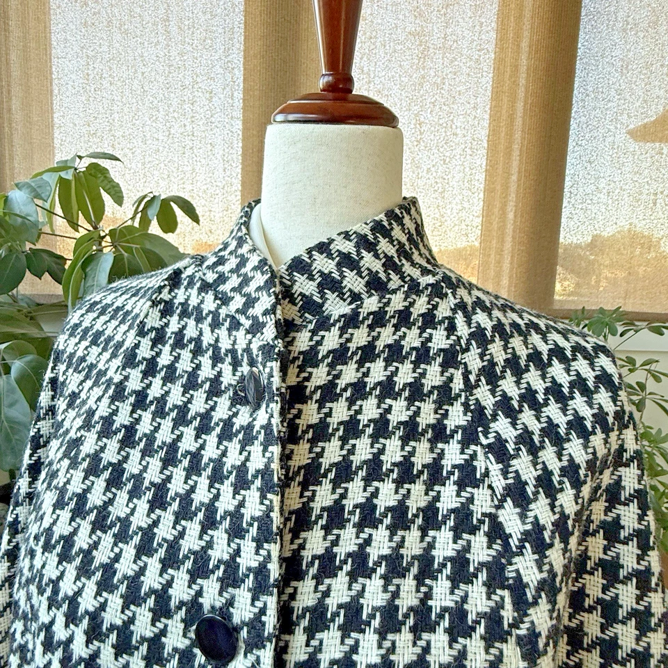 Poncho vintage con capa de pata de gallo para mujer M/L negro blanco Roll Tide Alabama Foto 3 de 4