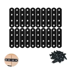 Black Flat Straight Brace Metal Mending Bracket Plate Repair 17x76mm 20 PCS