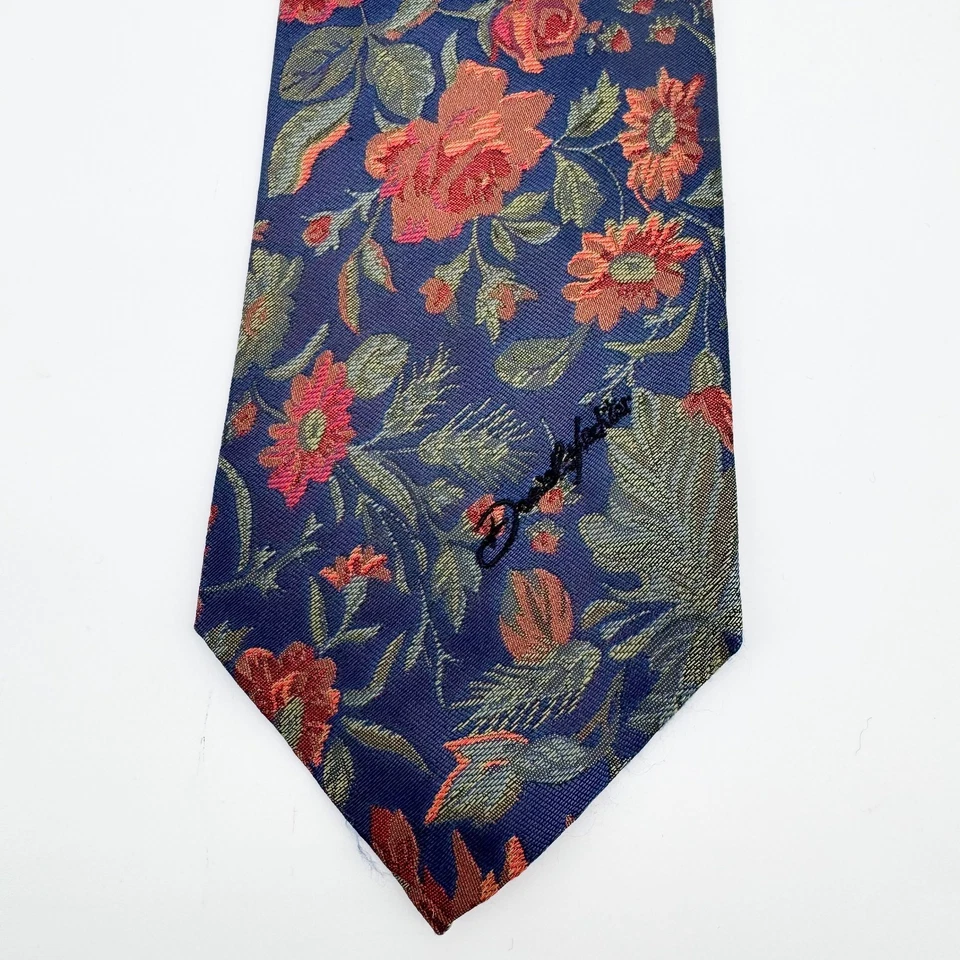 Daniel Hechter Paris 100% Silk Tie Men's Blue Red Floral 60" Business Luxury - Image 2 of 4